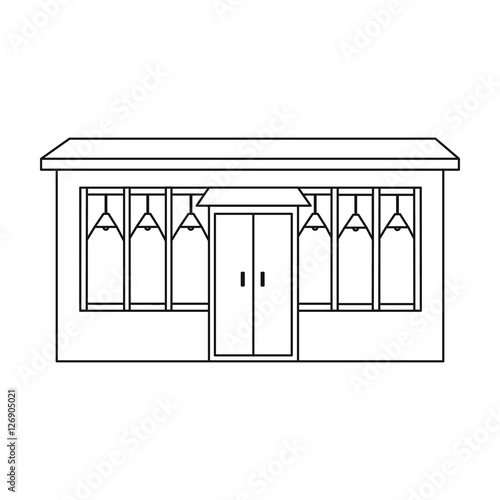 Cafe icon in outline style isolated on white background. Building symbol stock vector illustration.