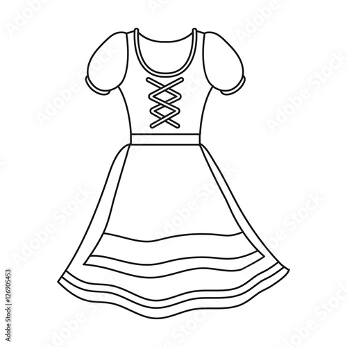 Dirndl icon in outline style isolated on white background. Oktoberfest symbol stock vector illustration.