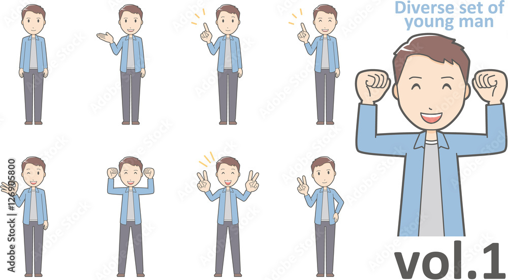 Diverse set of young man , EPS10 vector format vol.6 Diverse set of young man , EPS10 vector format vol.6