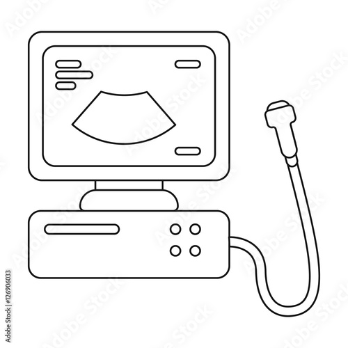 Ultrasound diagnostic icon in outline style isolated on white background. Pregnancy symbol stock vector illustration.