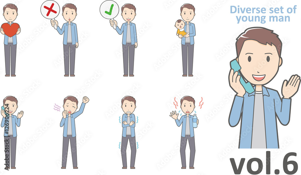Diverse set of young man , EPS10 vector format vol.6 Diverse set of young man , EPS10 vector format vol.6