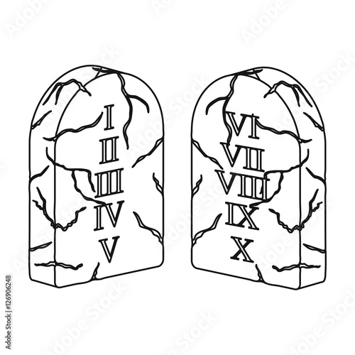 Ten Commandments icon in outline style isolated on white background. Religion symbol stock vector illustration.
