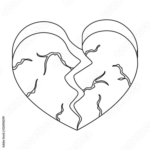 Heart icon in outline style isolated on white background. Romantic symbol stock vector illustration.