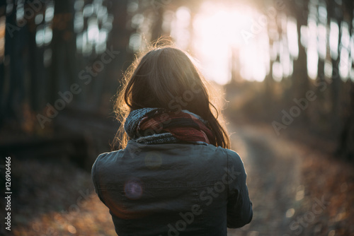 Woman enjoy freedom outdoor. 