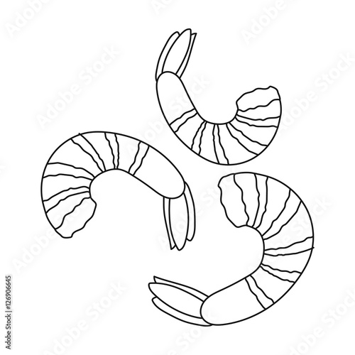 Shrimp icon in outline style isolated on white background. Sushi symbol stock vector illustration.