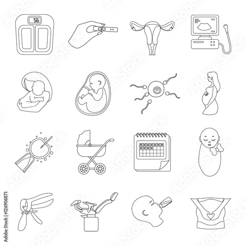 Pregnancy set icons in outline style. Big collection of pregnancy vector symbol stock illustration