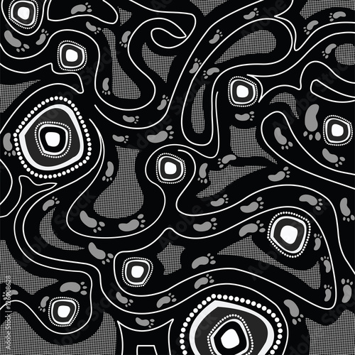 Illustration based on aboriginal style of dot painting.