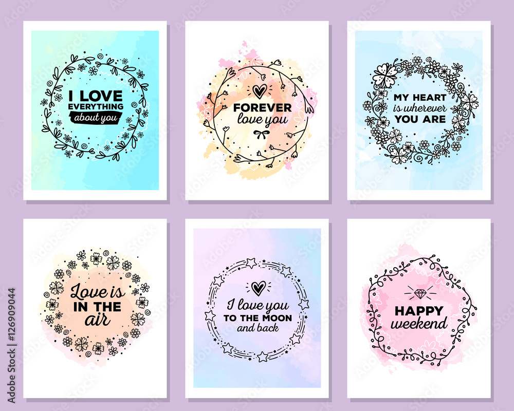 Vector collection of colorful illustration of template with flor