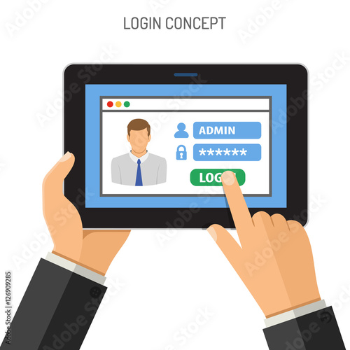 Login concept on tablet PC
