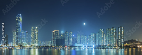Panorama of Hong Kong City at night © leeyiutung