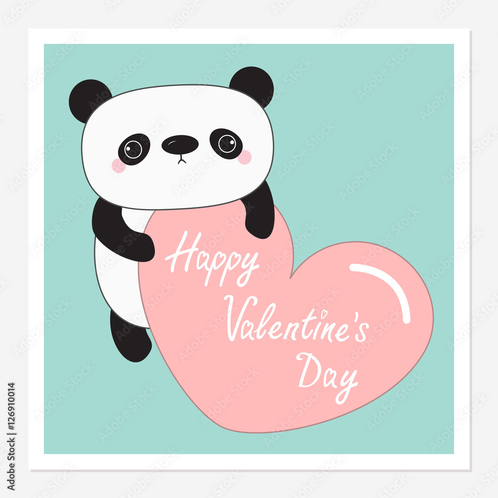 Premium Photo  Kawaii panda with heart for valentine's day