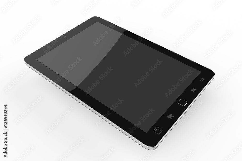 Modern digital black tablet on white background 3D rendering Modern digital black tablet on white background 3D rendering