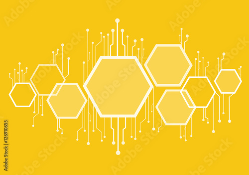 abstract bee hive , hexagon and technology line background photo