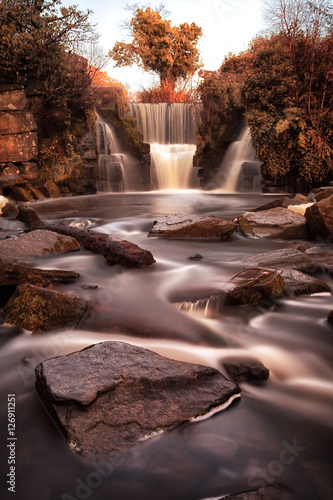 Long exposure of the waterfalls at Penllergare woods, Swansea, UK photo