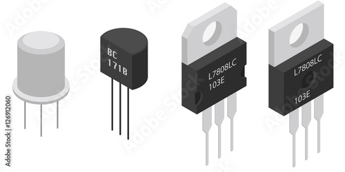 Isometric Electronic components Transistors photo