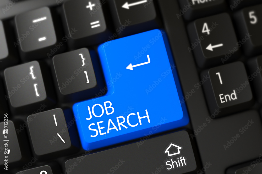 Blue Job Search Keypad on Keyboard. 3D. Blue Job Search Keypad on Keyboard. 3D.