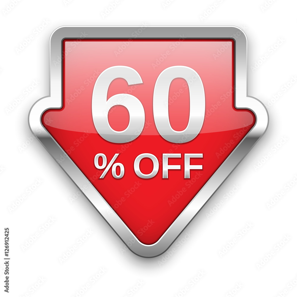 60 percent off vector badge, silver 60 percent off vector badge, silver