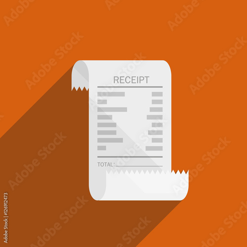 receipt bill icon flat design on orange background
