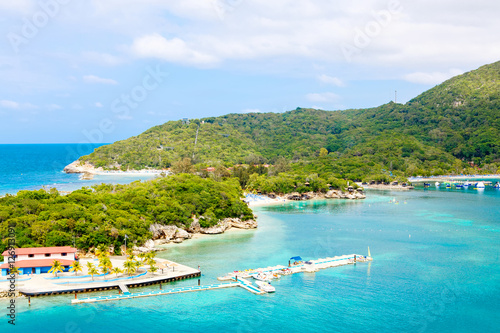 Tablou canvas Beach and tropical resort, Labadee island, Haiti.