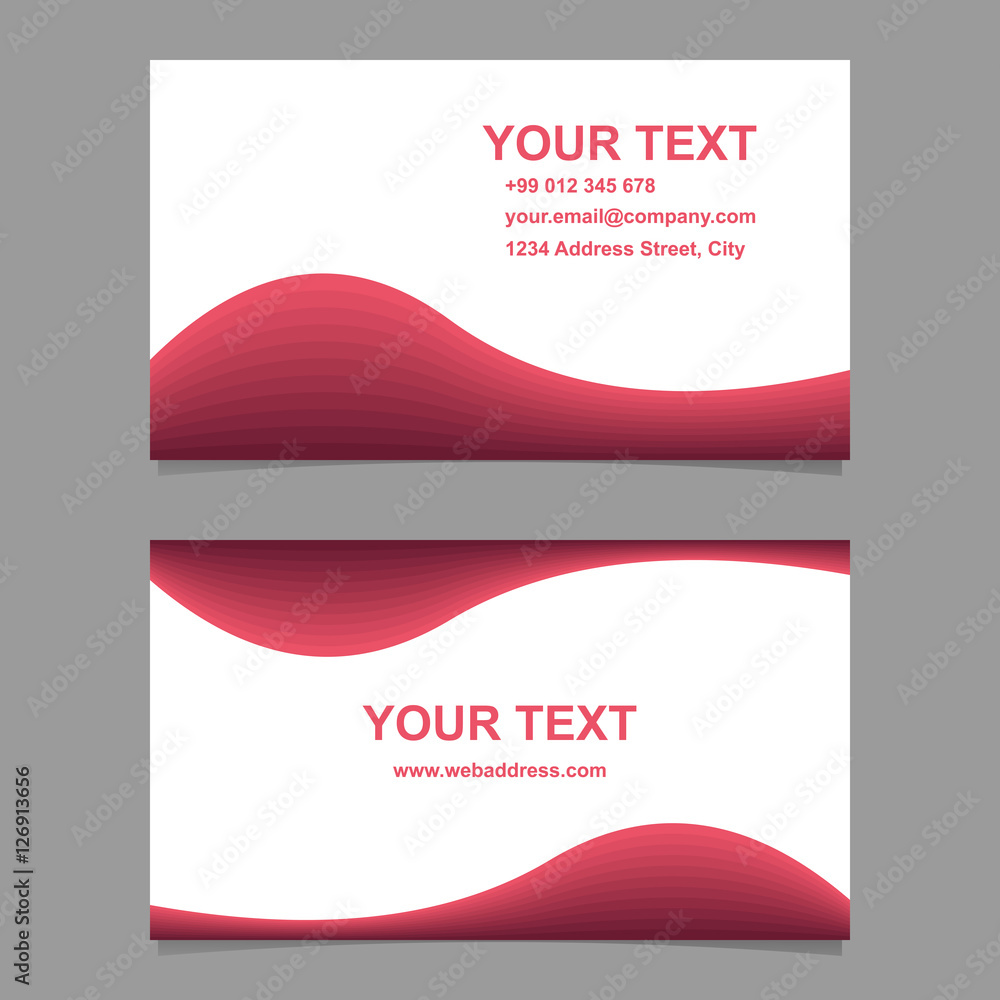Red wave design business card set