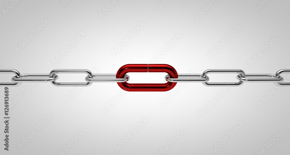 Fototapeta premium 3d metallic chain links on neutral background.