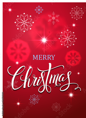 Christmas background. Merry Christmas card template with greetings handwriting.Vector illustration EPS10