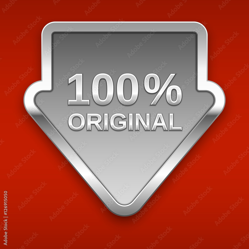 100 percent original vector badge, silver 100 percent original vector badge, silver