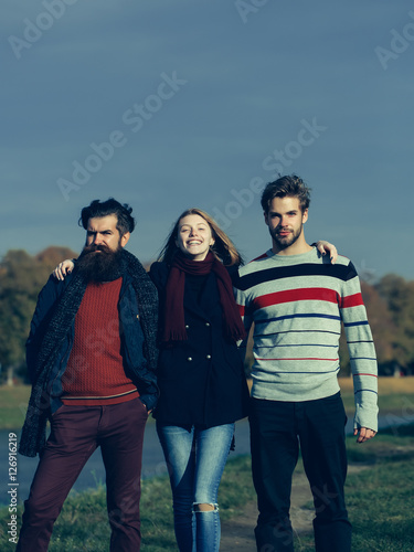 Young people in autumn park