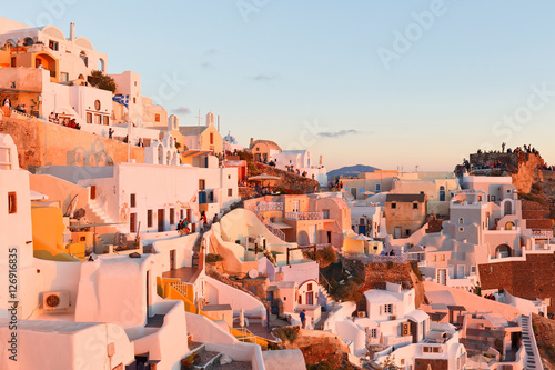 View of Oia village on Santorini island in Greece.