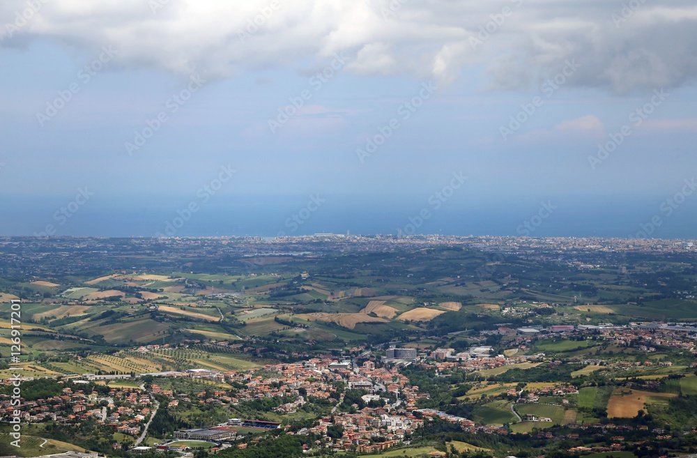 plains of Emilia and the Adriatic sea in the background
