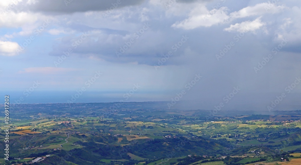 plains of Emilia and the Adriatic sea in the background