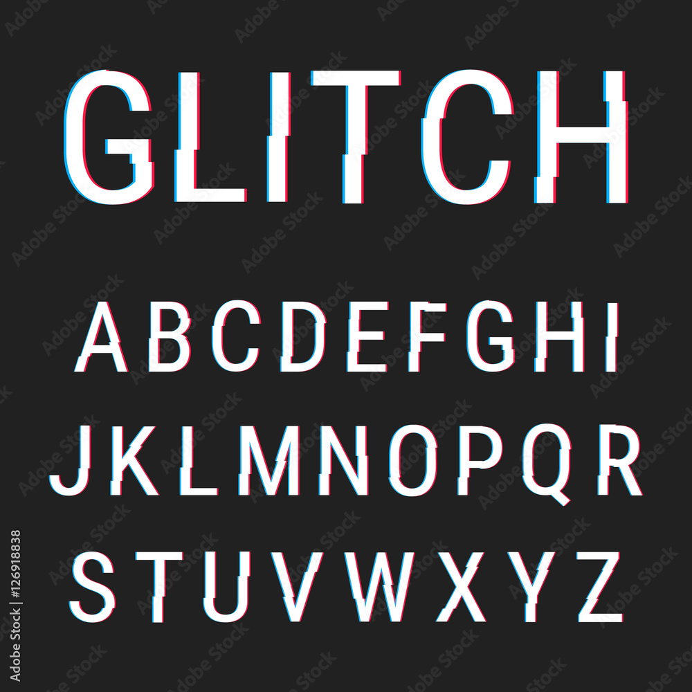 Glitch distortion typeface