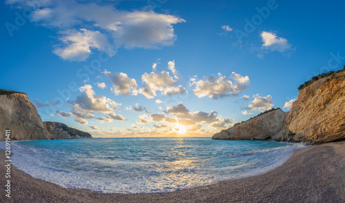 Fototapeta Naklejka Na Ścianę i Meble -  Porto Katsiki beach sunset on Lefkada island in Greece