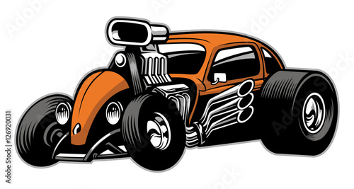 custom hotrod car with big engine