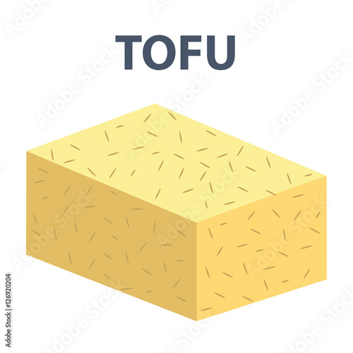 Tofu block icon, vector illustration of tofu vegeterian food