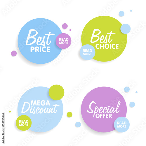 Set of Round colorful vector shapes. Abstract vector banners. Material Design elements