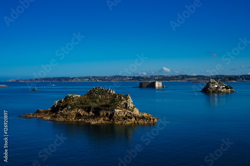 F, Bretagne, Finistère, Blick von Carantec in die Bucht von Mor