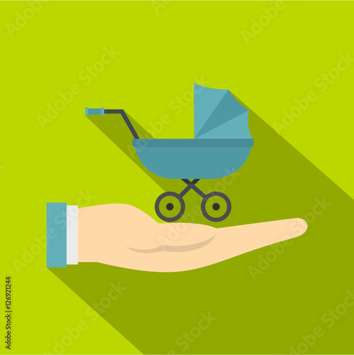 Baby pram protection icon. Flat illustration of baby pram protection vector icon for web design