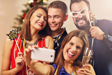 Group of friends celebrating New Year