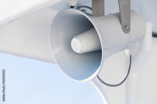 Light gray loudspeaker close-up photo