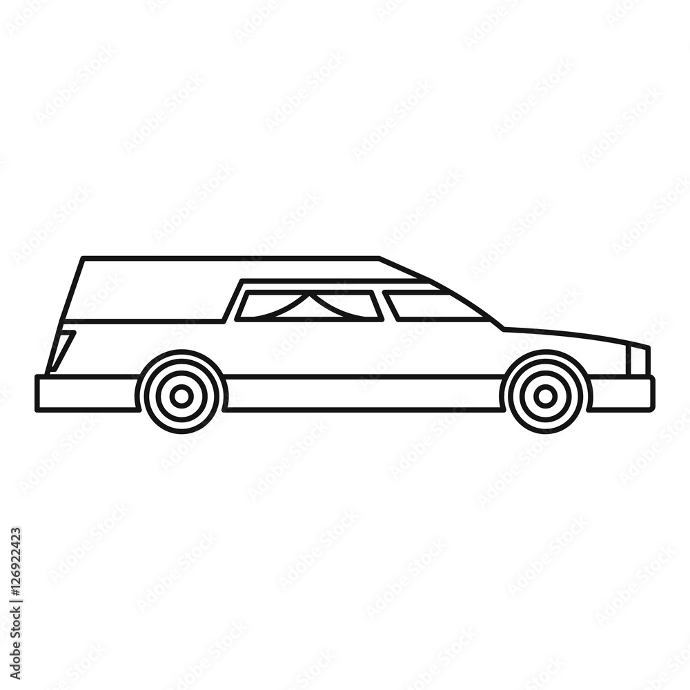  Hearse icon. Outline illustration of hearse vector icon for web