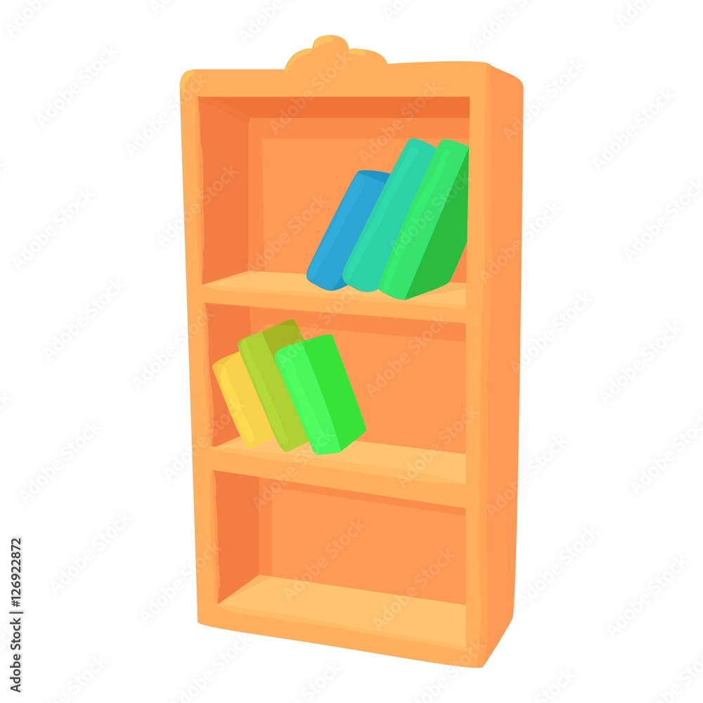 Bookcase icon. Cartoon illustration of bookcase vector icon for web Bookcase icon. Cartoon illustration of bookcase vector icon for web