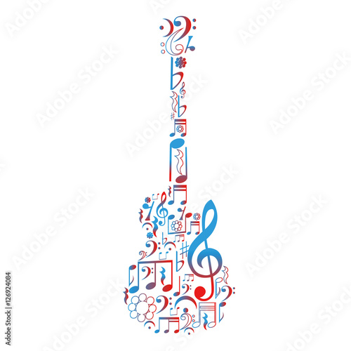 Guitar figure composed of notes