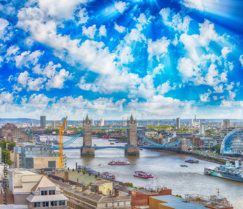 London skyline with Tower Bridge and river Thames