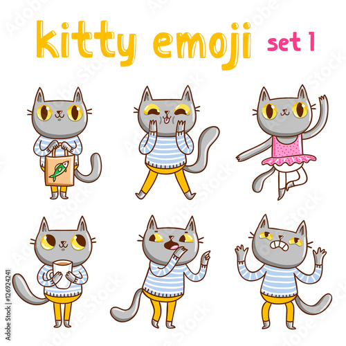Kitty emoji set 1