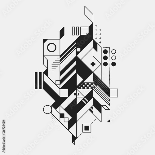 Abstract geometric element in futuristic style isolated on white background. Useful for prints and posters.