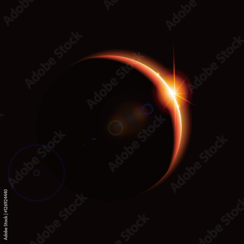 Eclipse,the backlight of the planet, science illustration.