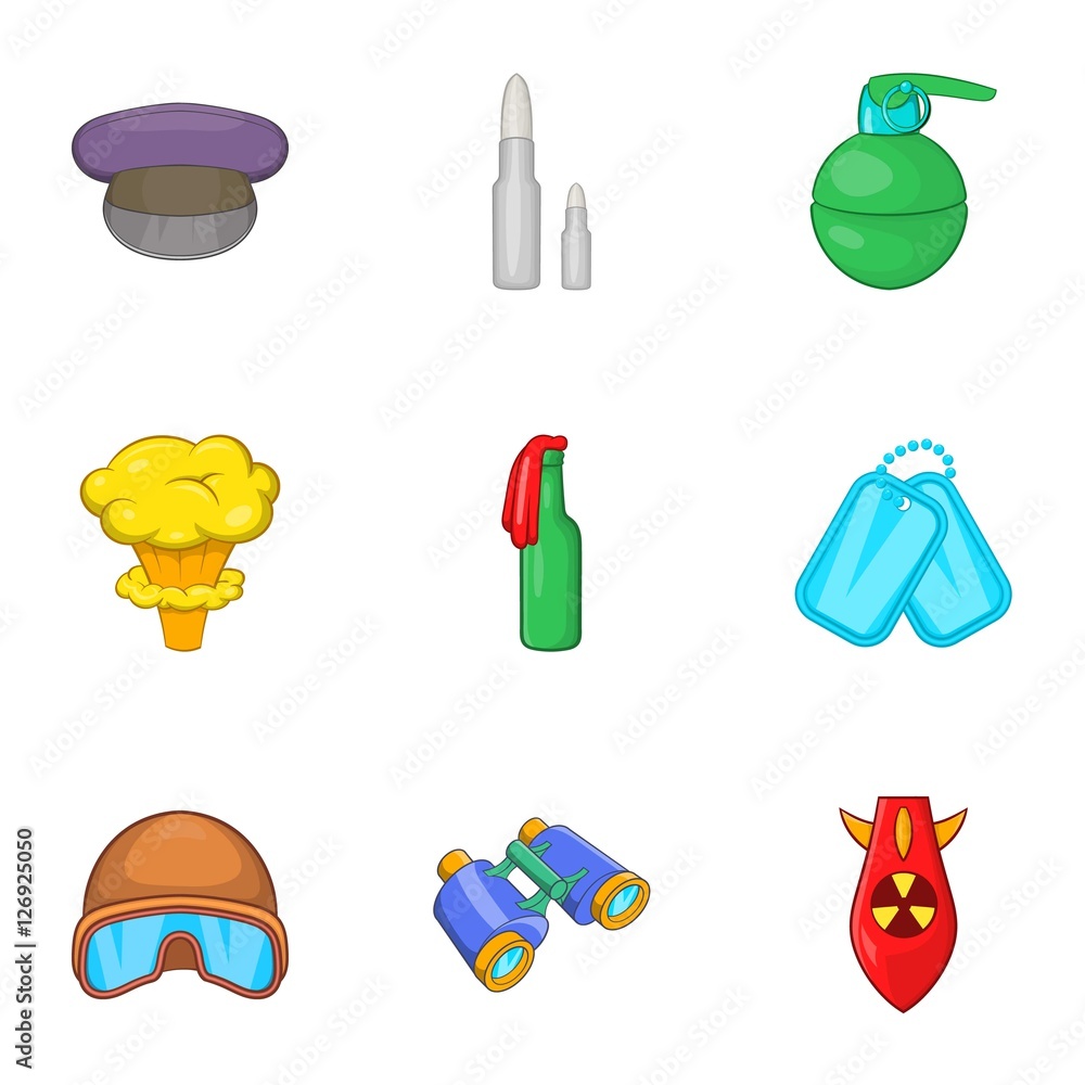 Fototapeta premium Weaponry icons set. Cartoon illustration of 9 weaponry vector icons for web