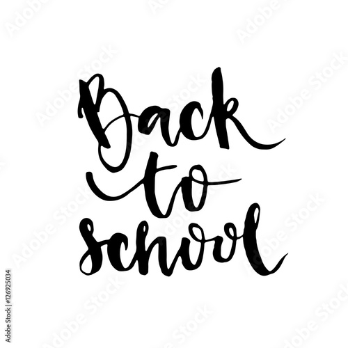 Back to school - lettering calligraphy phrase, handwritten text isolated on the white background.