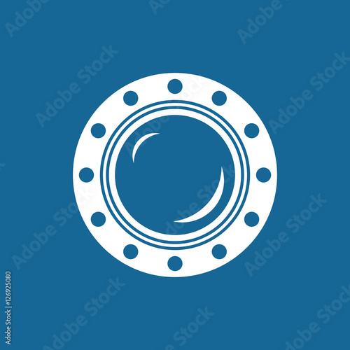 Porthole, Shipboard Window, Round Ship Porthole Isolated on Blue, Vector Illustration